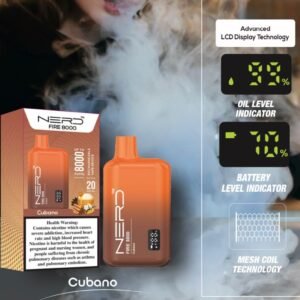 The Nerd Fire 8000 Puffs features an advanced LCD